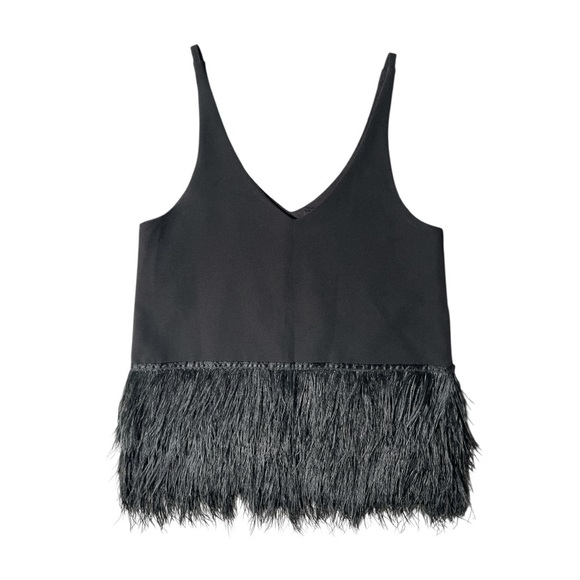 Romeo & Juliet Couture Tops - Romeo & Juliet Black Feather Hem Blouse M